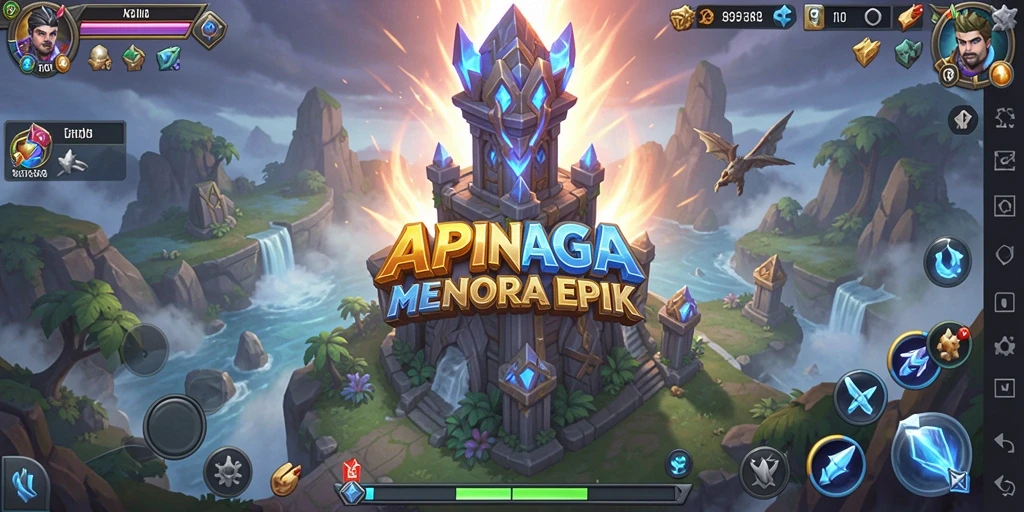 Screenshot gameplay APINAGA menunjukkan aksi menegangkan Tower Defense.