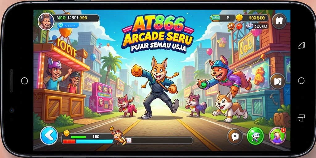 Screenshot AT866 menampilkan gameplay seru dalam mode Arcade.