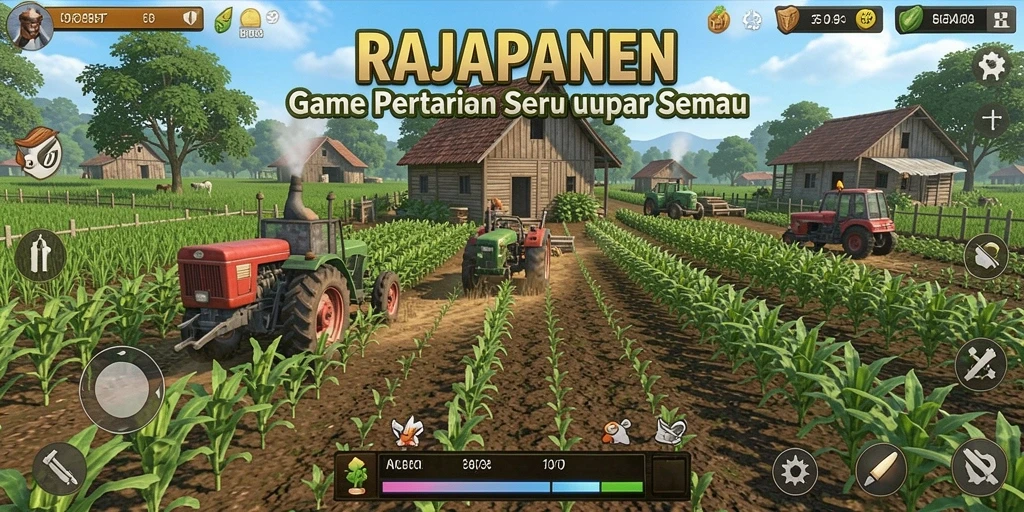 Screenshot menunjukkan gameplay menarik dari RAJAPANEN saat bertani.